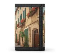 HETVBNS TriFold Wallet with 8 Card Slots & Keychain | Durable Polyester | Compact Italy Street Wallet for Travel