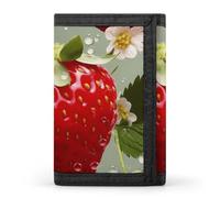 HETVBNS TriFold Wallet with 8 Card Slots & Keychain | Durable Polyester | Compact Lovely Strawberry Wallet for Travel