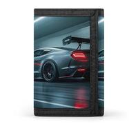 HETVBNS TriFold Wallet with 8 Card Slots & Keychain | Durable Polyester | Compact Luxury Sports Car Wallet for Travel