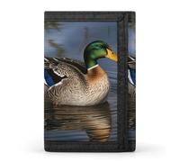 HETVBNS TriFold Wallet with 8 Card Slots & Keychain | Durable Polyester | Compact Mallard Duck Wallet for Travel