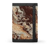 HETVBNS TriFold Wallet with 8 Card Slots & Keychain | Durable Polyester | Compact Marble Mixed Brown Wallet for Travel