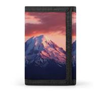 HETVBNS TriFold Wallet with 8 Card Slots & Keychain | Durable Polyester | Compact Mount at Sunset Wallet for Travel