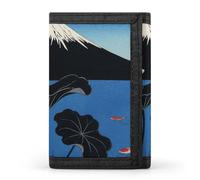 HETVBNS TriFold Wallet with 8 Card Slots & Keychain | Durable Polyester | Compact Mountain Lotus Wallet for Travel