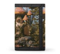 HETVBNS TriFold Wallet with 8 Card Slots & Keychain | Durable Polyester | Compact Mushroom Garden Wallet for Travel