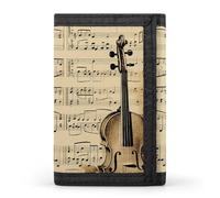 HETVBNS TriFold Wallet with 8 Card Slots & Keychain | Durable Polyester | Compact Music Notes Wallet for Travel
