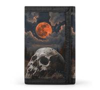 HETVBNS TriFold Wallet with 8 Card Slots & Keychain | Durable Polyester | Compact Night And Skull Wallet for Travel