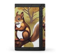 HETVBNS TriFold Wallet with 8 Card Slots & Keychain | Durable Polyester | Compact Nut-eating Squirrel Wallet for Travel