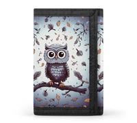 HETVBNS TriFold Wallet with 8 Card Slots & Keychain | Durable Polyester | Compact Owl Tree Branches Wallet for Travel