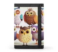 HETVBNS TriFold Wallet with 8 Card Slots & Keychain | Durable Polyester | Compact Owls Birds Wallet for Travel