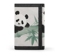 HETVBNS TriFold Wallet with 8 Card Slots & Keychain | Durable Polyester | Compact Panda Bamboo Wallet for Travel