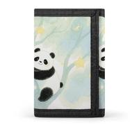 HETVBNS TriFold Wallet with 8 Card Slots & Keychain | Durable Polyester | Compact Panda Star Wallet for Travel