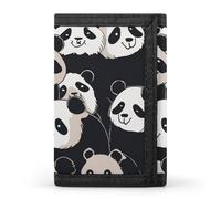 HETVBNS TriFold Wallet with 8 Card Slots & Keychain | Durable Polyester | Compact Panda Star Wallet for Travel