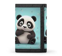 HETVBNS TriFold Wallet with 8 Card Slots & Keychain | Durable Polyester | Compact Panda Star Wallet for Travel
