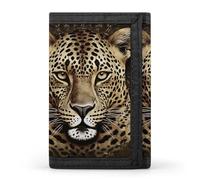 HETVBNS TriFold Wallet with 8 Card Slots & Keychain | Durable Polyester | Compact Patterned Leopard Head Wallet for Travel