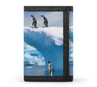 HETVBNS TriFold Wallet with 8 Card Slots & Keychain | Durable Polyester | Compact Penguins On The Iceberg Wallet for Travel