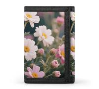 HETVBNS TriFold Wallet with 8 Card Slots & Keychain | Durable Polyester | Compact Plant Floral Flowers Wallet for Travel