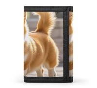 HETVBNS TriFold Wallet with 8 Card Slots & Keychain | Durable Polyester | Compact Playful Corgi Wallet for Travel