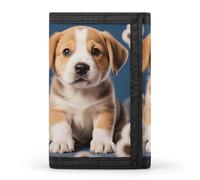 HETVBNS TriFold Wallet with 8 Card Slots & Keychain | Durable Polyester | Compact Puppy Dog Paw Wallet for Travel