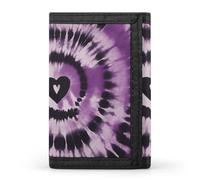 HETVBNS TriFold Wallet with 8 Card Slots & Keychain | Durable Polyester | Compact Purple Tie Dye Wallet for Travel