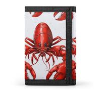 HETVBNS TriFold Wallet with 8 Card Slots & Keychain | Durable Polyester | Compact Red Lobster Print Wallet for Travel