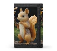 HETVBNS TriFold Wallet with 8 Card Slots & Keychain | Durable Polyester | Compact Resin Squirrel Wallet for Travel