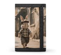 HETVBNS TriFold Wallet with 8 Card Slots & Keychain | Durable Polyester | Compact Retro Style Rabbit Wallet for Travel