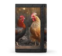 HETVBNS TriFold Wallet with 8 Card Slots & Keychain | Durable Polyester | Compact Rooster And Chicken Wallet for Travel
