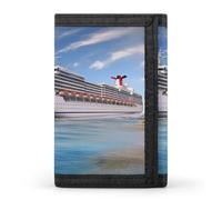 HETVBNS TriFold Wallet with 8 Card Slots & Keychain | Durable Polyester | Compact Seaside Cruise Ship Wallet for Travel