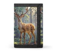 HETVBNS TriFold Wallet with 8 Card Slots & Keychain | Durable Polyester | Compact Sika Deer Wallet for Travel