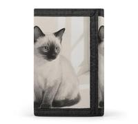 HETVBNS TriFold Wallet with 8 Card Slots & Keychain | Durable Polyester | Compact Sketch Style Cat Wallet for Travel