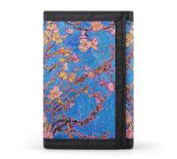 HETVBNS TriFold Wallet with 8 Card Slots & Keychain | Durable Polyester | Compact Small Peach Flowers Wallet for Travel