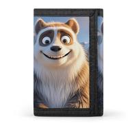 HETVBNS TriFold Wallet with 8 Card Slots & Keychain | Durable Polyester | Compact Smiling Animal Wallet for Travel