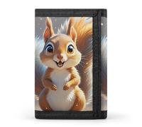 HETVBNS TriFold Wallet with 8 Card Slots & Keychain | Durable Polyester | Compact Squirrel Wallet for Travel