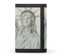 HETVBNS TriFold Wallet with 8 Card Slots & Keychain | Durable Polyester | Compact Statue of Liberty Wallet for Travel