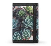 HETVBNS TriFold Wallet with 8 Card Slots & Keychain | Durable Polyester | Compact Succulent Plants Wallet for Travel