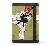 HETVBNS TriFold Wallet with 8 Card Slots & Keychain | Durable Polyester | Compact Taekwondo Design Wallet for Travel