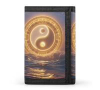 HETVBNS TriFold Wallet with 8 Card Slots & Keychain | Durable Polyester | Compact Taiji Ocean Wallet for Travel