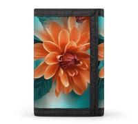 HETVBNS TriFold Wallet with 8 Card Slots & Keychain | Durable Polyester | Compact Teal And Flower Wallet for Travel