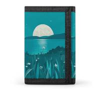 HETVBNS TriFold Wallet with 8 Card Slots & Keychain | Durable Polyester | Compact Teal Blue Wallet for Travel