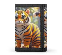 HETVBNS TriFold Wallet with 8 Card Slots & Keychain | Durable Polyester | Compact Tiger Stripes Orange Wallet for Travel