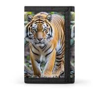 HETVBNS TriFold Wallet with 8 Card Slots & Keychain | Durable Polyester | Compact Tiger Wallet for Travel