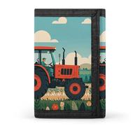 HETVBNS TriFold Wallet with 8 Card Slots & Keychain | Durable Polyester | Compact Tractor Farming Wallet for Travel