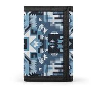 HETVBNS TriFold Wallet with 8 Card Slots & Keychain | Durable Polyester | Compact Traditional Blue Pattern Wallet for Travel