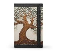 HETVBNS TriFold Wallet with 8 Card Slots & Keychain | Durable Polyester | Compact Tree Printed Wallet for Travel