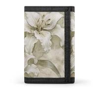 HETVBNS TriFold Wallet with 8 Card Slots & Keychain | Durable Polyester | Compact Two White Lilies Wallet for Travel