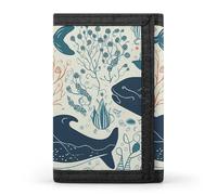 HETVBNS TriFold Wallet with 8 Card Slots & Keychain | Durable Polyester | Compact Underwater Whale Wallet for Travel
