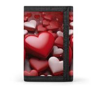 HETVBNS TriFold Wallet with 8 Card Slots & Keychain | Durable Polyester | Compact Valentines Love Hearts Wallet for Travel