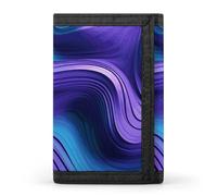 HETVBNS TriFold Wallet with 8 Card Slots & Keychain | Durable Polyester | Compact Wavy Purple Wallet for Travel