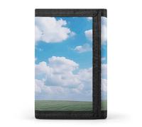 HETVBNS TriFold Wallet with 8 Card Slots & Keychain | Durable Polyester | Compact White Clouds Sky Wallet for Travel