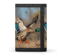 HETVBNS TriFold Wallet with 8 Card Slots & Keychain | Durable Polyester | Compact Wild Ducks And Tree Wallet for Travel